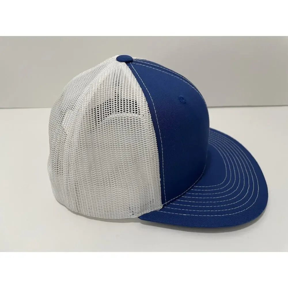 Covingtons Customs Trucker Hat Blue White Mesh Snapback Custom Motorcycle Cap